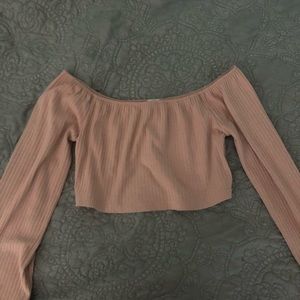 Pink Long Sleeve Crop Top